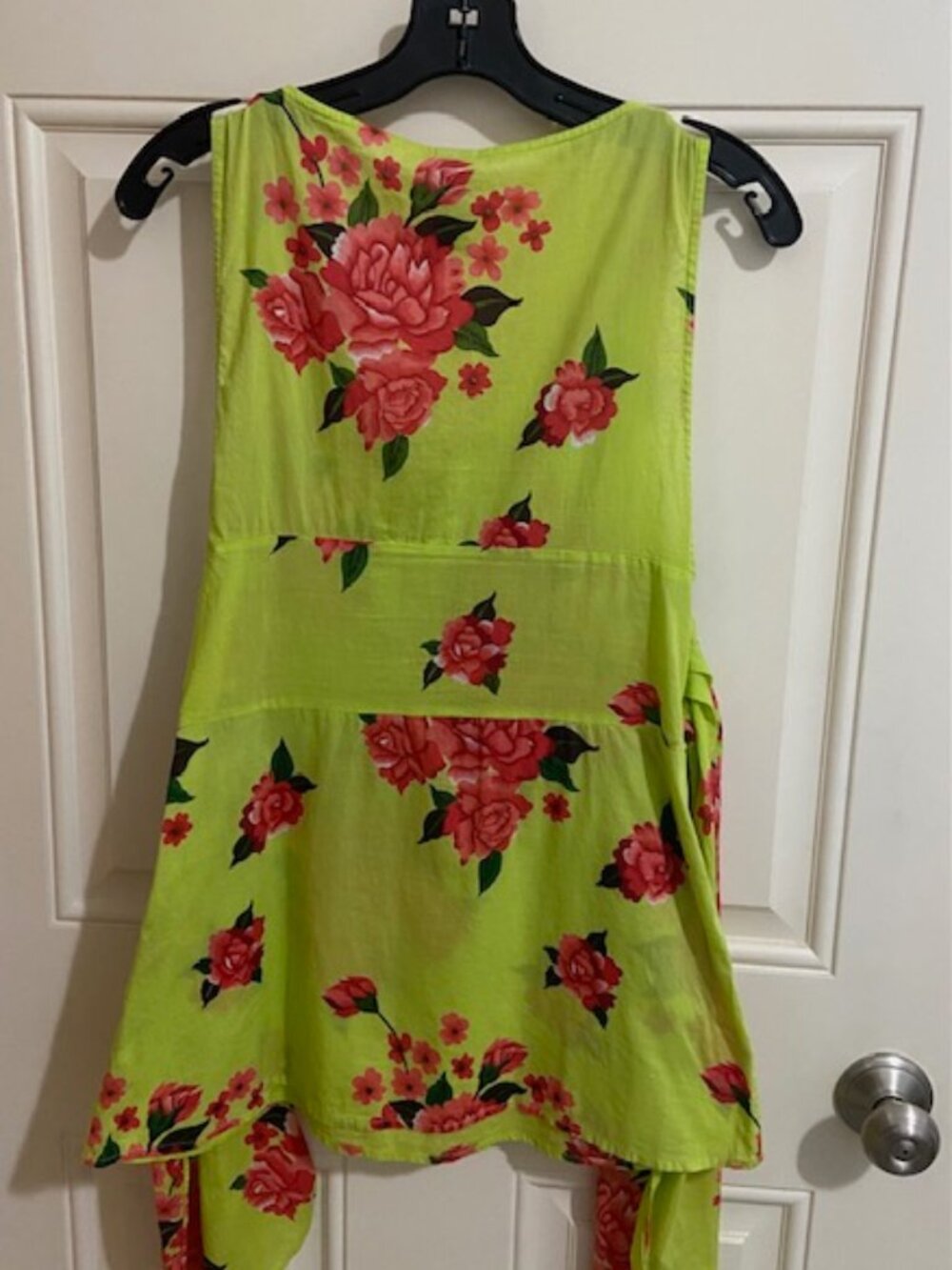 Free People Bright Green & Pink Floral Y2K Boho Sleeveless Top Size 6 - Picture 2 of 12